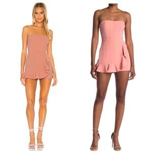 Amanda Uprichard Trisha Romper Size Small Pink Ruffle Strapless V Day Coquette